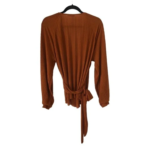 ZARA Basic Scoop V-Neck Wrap Blouse with Waist Bow Tie Size M​​​ - Picture 6 of 16